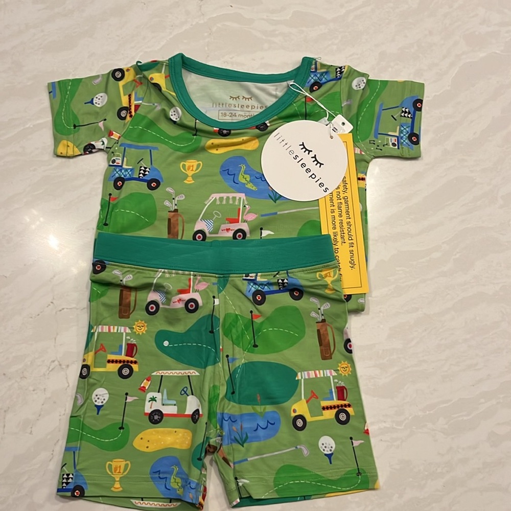 Little Sleepies FairwayFun 2 piece short sleeve and shorts pajama set 18-24month